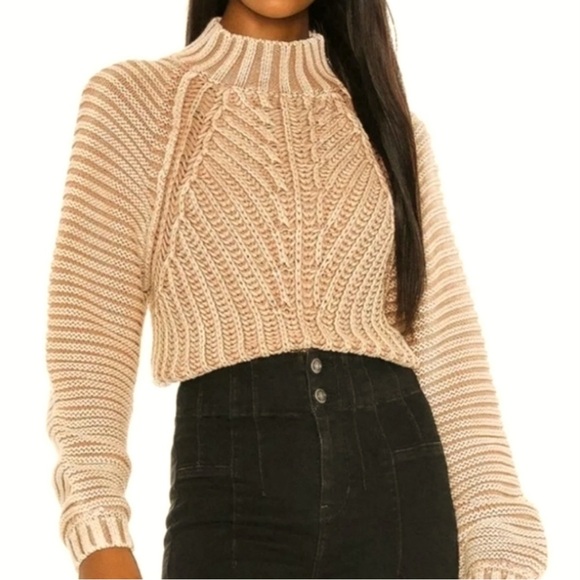 Free People mock neck cropped balloon sleeve sweater - Picture 5 of 8